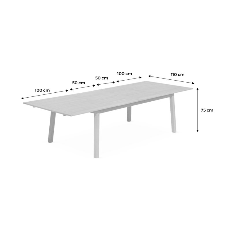 Ilysa Rectangular Eucalyptus Outdoor Dining Table With Umbrella Hole , 300cm cm W 110cm cm D