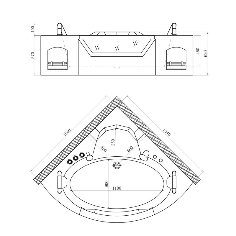 Baignoire 60,6 po x 61 po