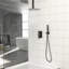 Fixation au plafond, carré de 10 pouces, pomme de douche double, noir mat, protection contre les brûlures, douche de pluie, tête réglable à 360 °, fonction, réglable, pluie, tous les composants