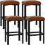 Ensemble de 4 tabourets de bar 24 po, hauteur comptoir, revêtement en cuir polyuréthane, structure en métal, brun-455498361-455498362