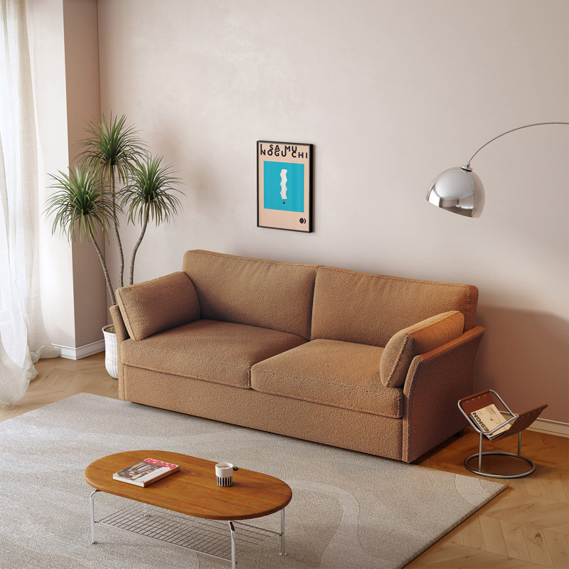 178 cm Brown 2-Seater Straight Sofa 
