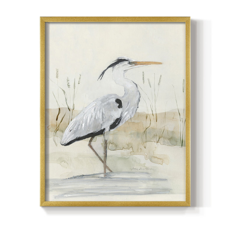 Heron I, reproduction encadrée - bois massif, Or, H 10 po x l 8 po