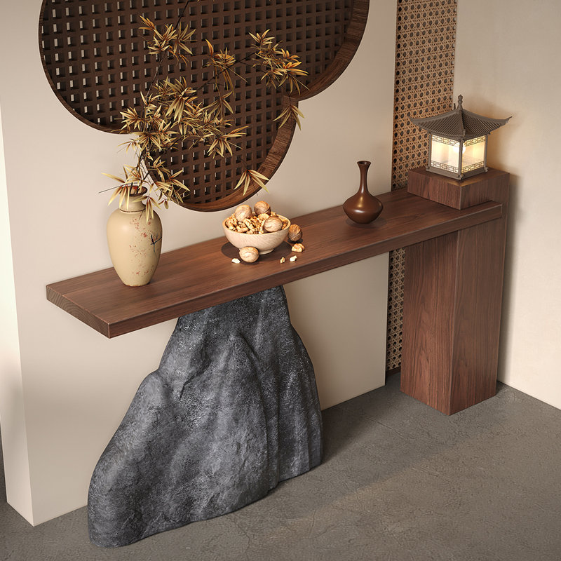 Modern and simple console table, Brown/Gray, 35.4" H x 78.7" W x 11.8" D
