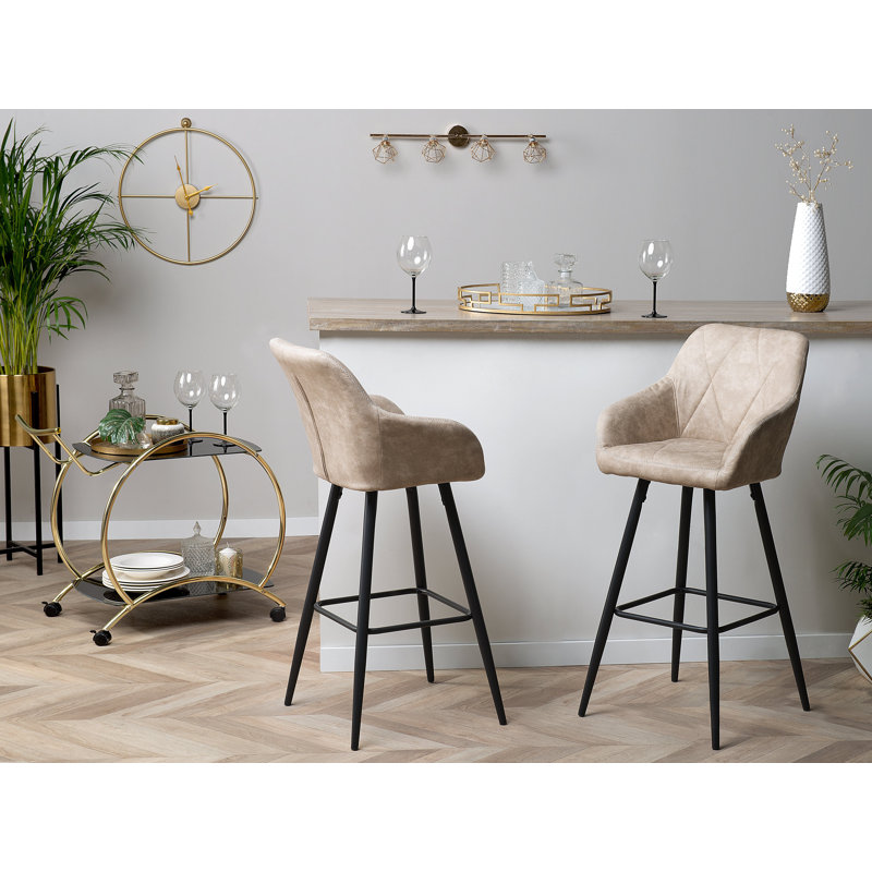 Maxman Upholstered Counter Stool with Metal Frame, Beige