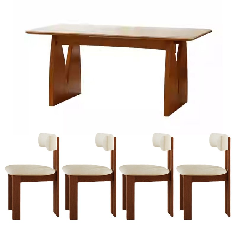 Table de salle à manger Retro Simple, H 29,52 po x L 62,99 po x l 31,49 po, Blanc / Brun, Brun