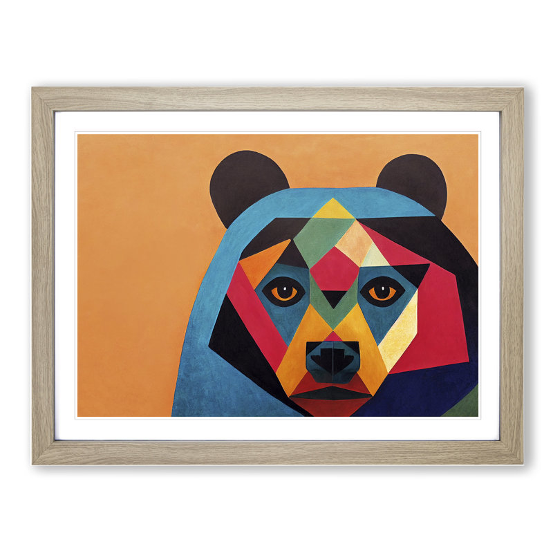 Abstract Bear Vol.2 - Framed Print, 46cm H x 64cm W x 2cm D, Oak