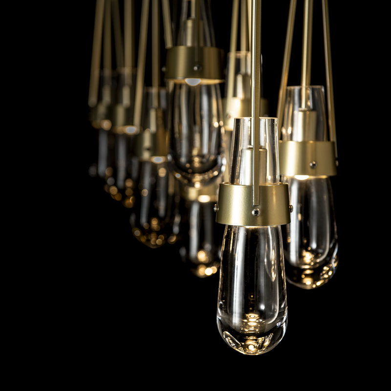 Link 10 - Light Pendant, Standard: 19" to 80", Modern Brass, Clear Glass
