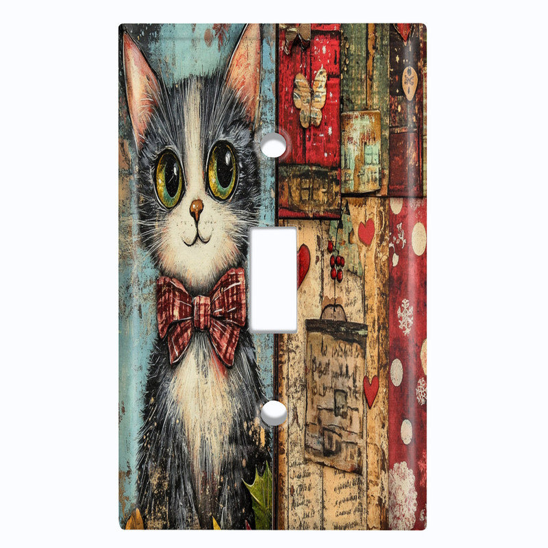 Couvercle de plaque d'interrupteur en métal; Bascule à 1 taille US standard - chat Dapper, # 1 à bascule simple