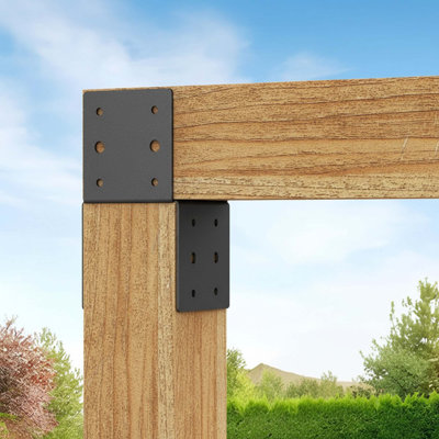 Ensemble de 4 supports de poteaux en bois robustes 4 x 4 en acier de calibre 14 avec capuchons à vis