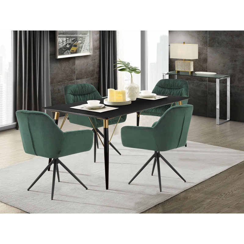 Carmel 47cm H Velvet Upholstered Metal Armchair, Dark Green