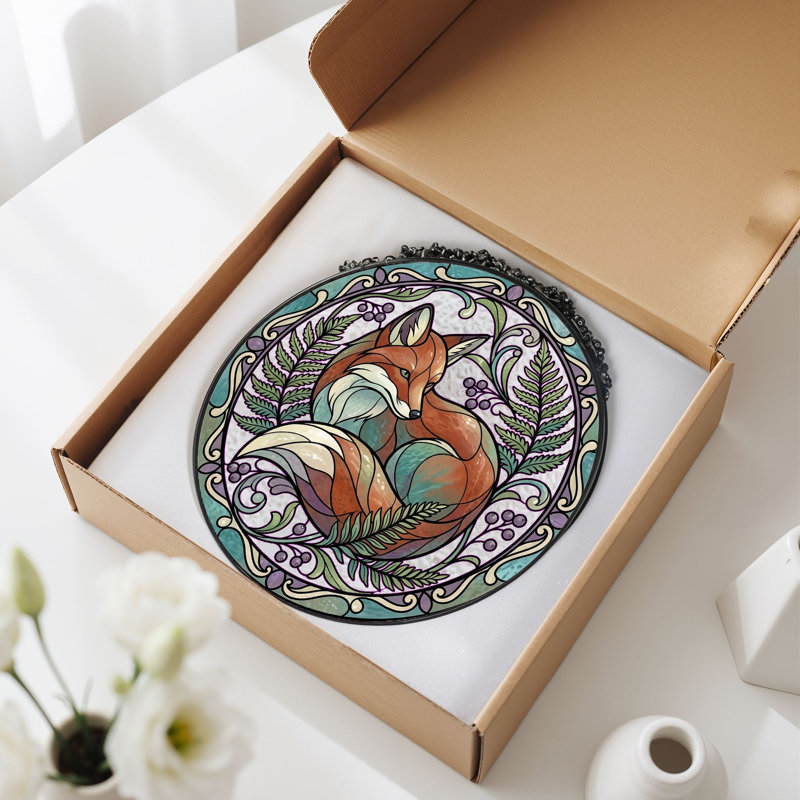Panneau de vitrail Fox Fern, H 12 po