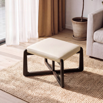 24" Wide Faux Leather Upholstered Square Ottoman