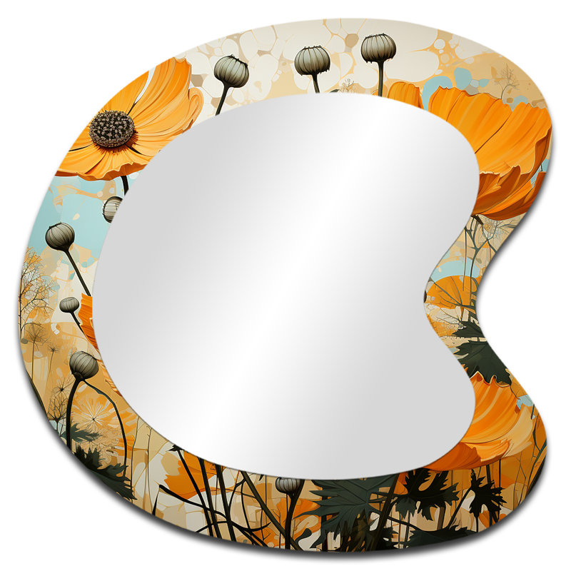 Miroir mural jaune asymétrique traditionnel jaune, 27 po x 27 po