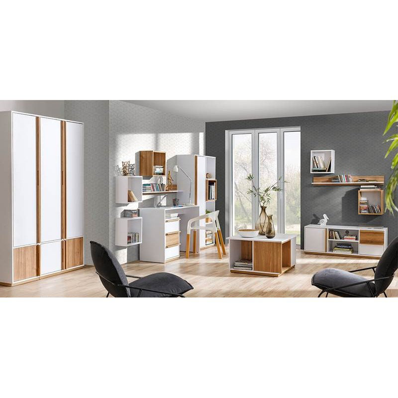 Mackenlie Square Walnut Solid Wood Cube Shelf