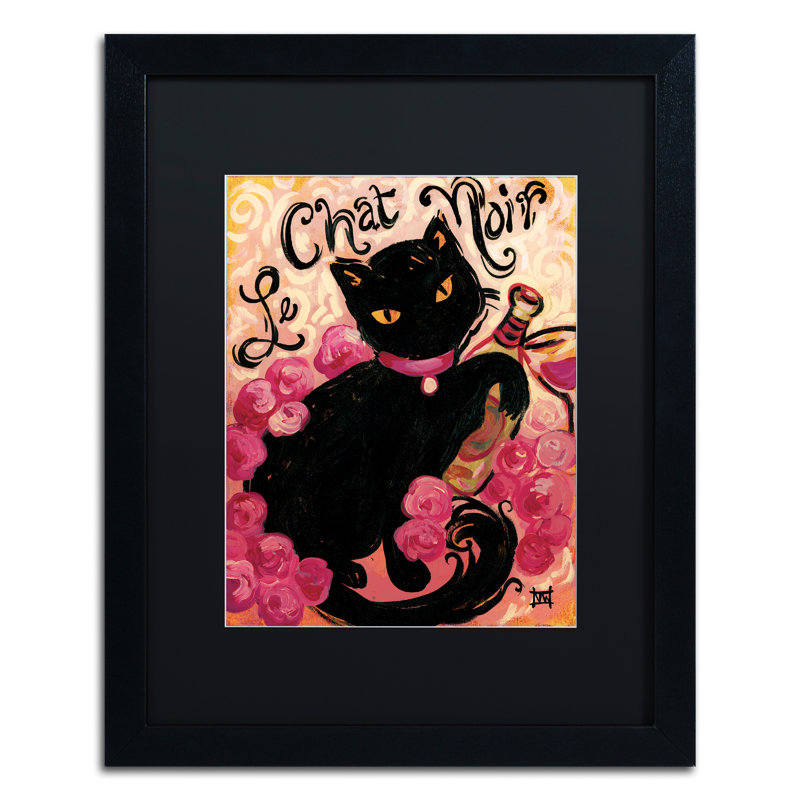 « le chat noir », reproduction d’art encadrée, Noir, H 20 po x l 16 po x P 0,5 po