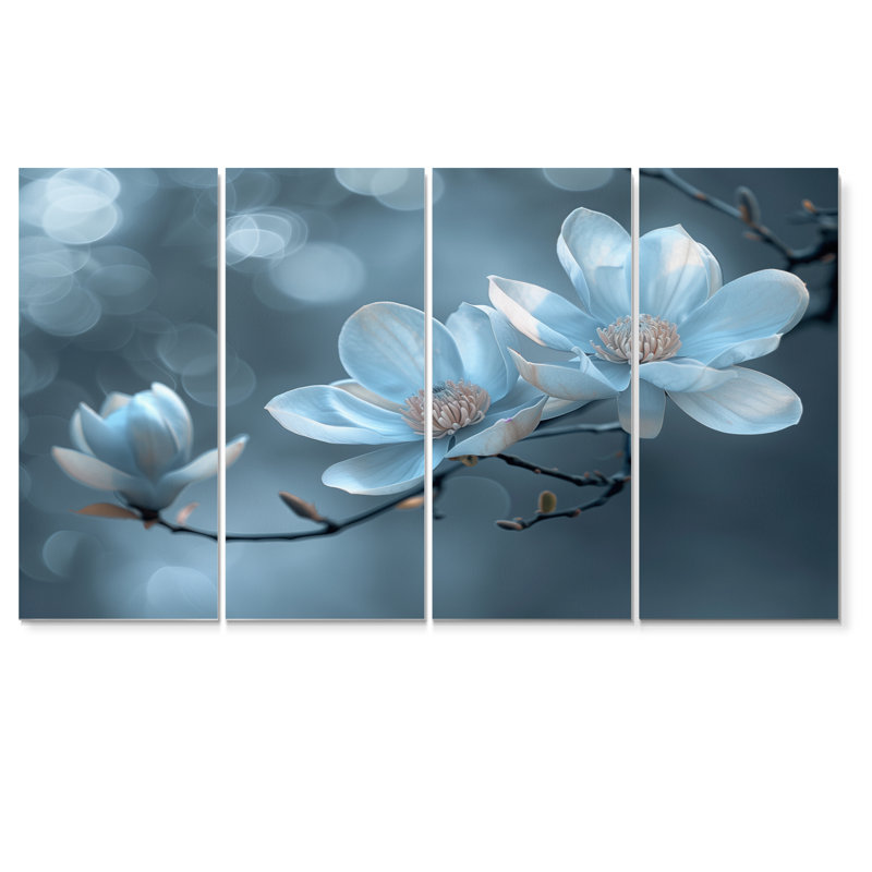 Ensemble de salon art mural blanc blanc gris Nirvana Magnolias Photo I - Magnolias, H 32 po x l 64 po
