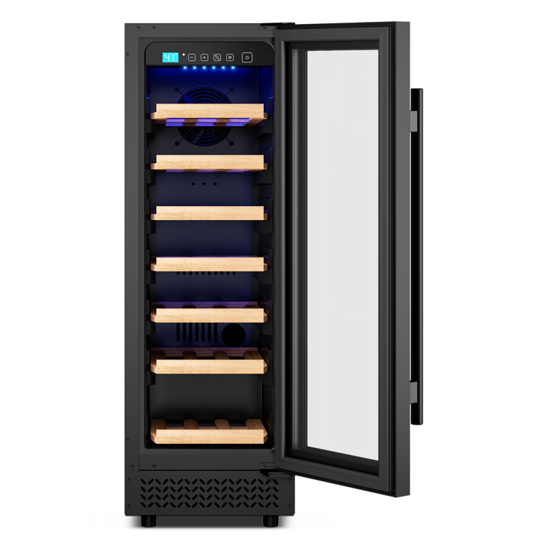 VUSHINE 21-Bottle Under Counter Wine Refrigerator, 12" Slim Built-In or Freestanding Wine Fridge, Round Handle