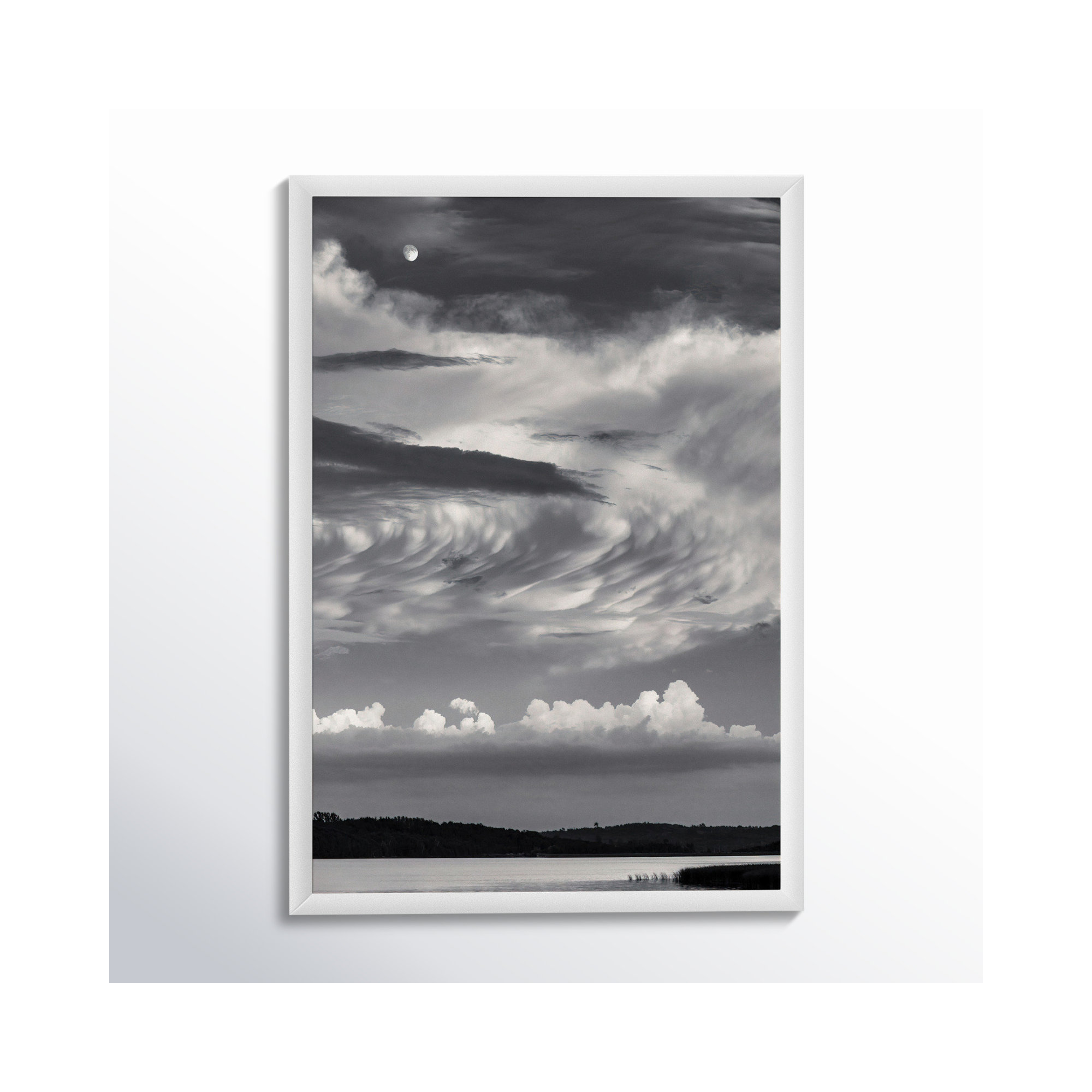Island Lake Moon by Peter Dušek, 20" H x 14" W x 1.25" D, White