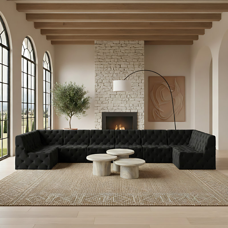 Canapé modulaire Klecka, Velours noir
