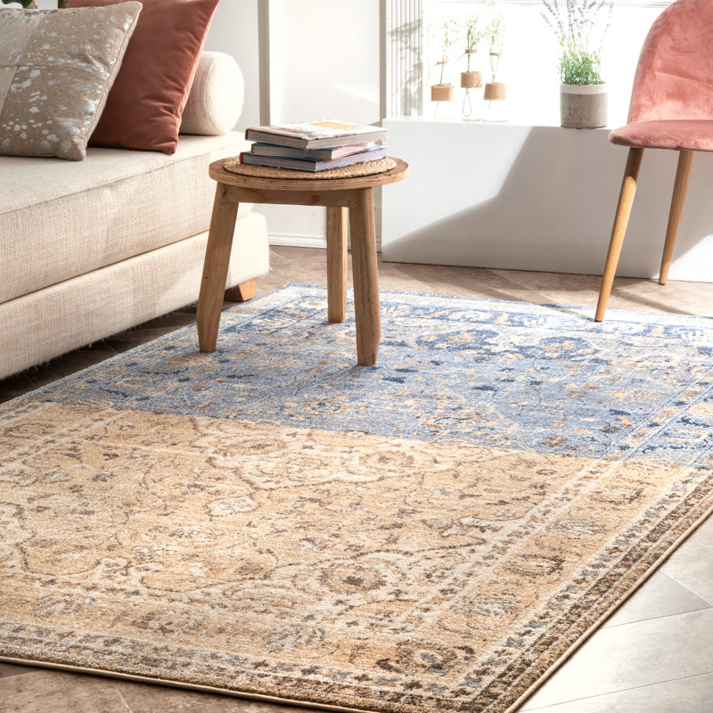 Tapis bleu / beige Fayetteville, Rectangle 4 pi x 6 pi