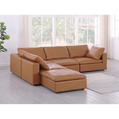 Canapé modulaire 5 pièces 4 pièces Bursten - Revêtement en cuir grainé italien