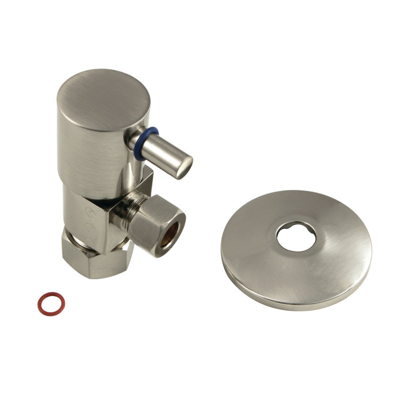 Kingston Brass 5/8-Inch OD Comp x 3/8-Inch OD Comp Anti-Seize Deluxe Quarter-Turn Ceramic Hardisc Cartridge Angle Stop with Flange