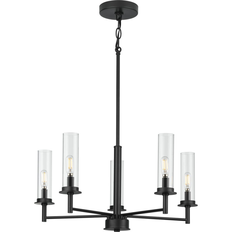 Lustre classique à 5 lumières de style bougie, Noir mat