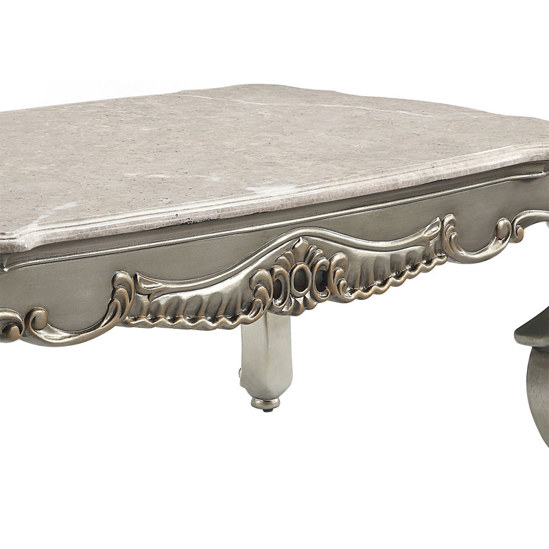 Table basse à plateau en marbre naturel avec base en bronze antique