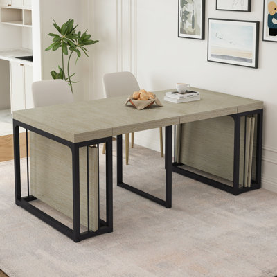Table de salle à manger extensible moderne de 23,62 po à 118 po, pouvant accueillir 2 à 10 personnes, table de salle à manger en bois peu encombrante pour la cuisine / salle à manger / salon, parfaite pour les réunions de famille / fêtes (blanc antique)