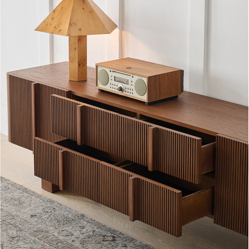 Creative Solid Wood TV Stand, 22.44"H x 86.61"L x 17.91"W