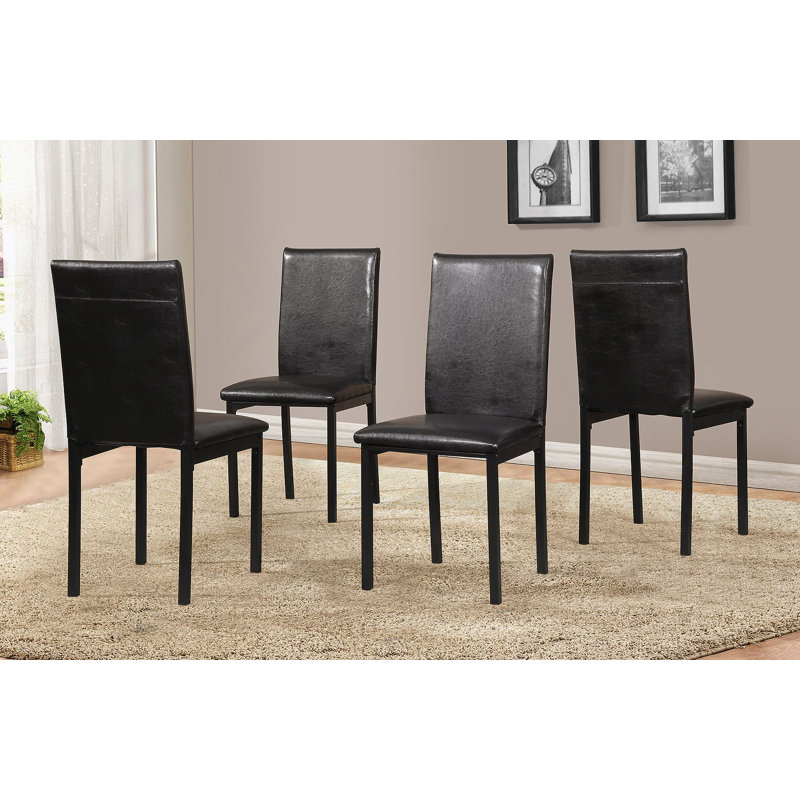 5-Piece Metal Dinette Set with Laminated Faux Marble Top, Black