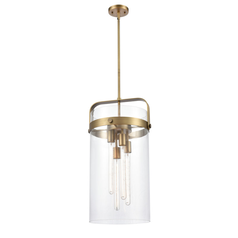 Luminaire suspendu 4 tiges Erie, Laiton brossé, Clair
