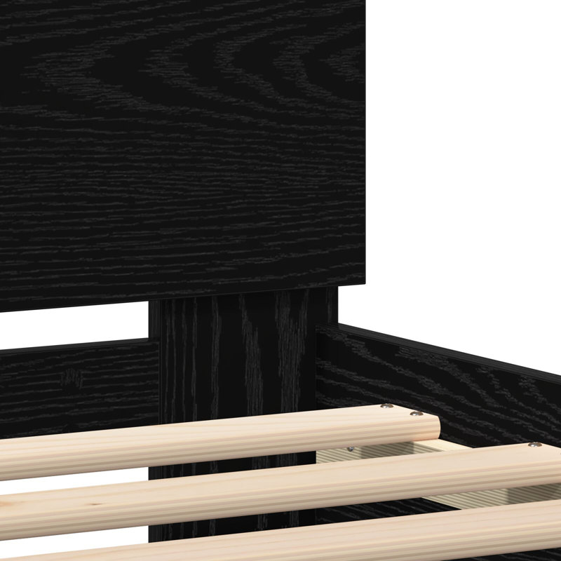 Bed Frame With LED Lights Engineered Wood, Black Oak, 90 x 203 cm