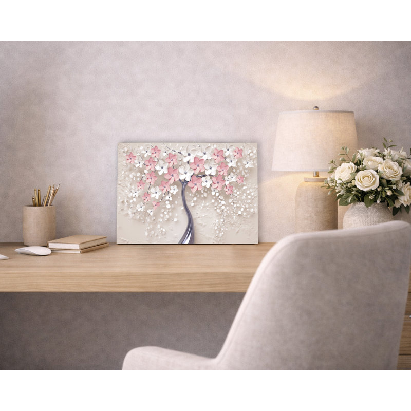 «Blush» et «Ivory Blossoms Tree» - art mural élégant sur toile, H 12 po x l 16 po x P 1 po