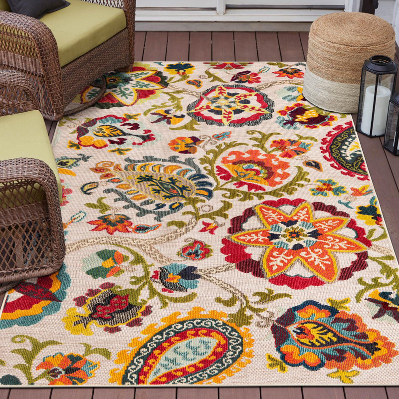 Bungalow Rose Nahla Caimin Indoor/Outdoor Area Rug, Rectangle 5'3" x 8'