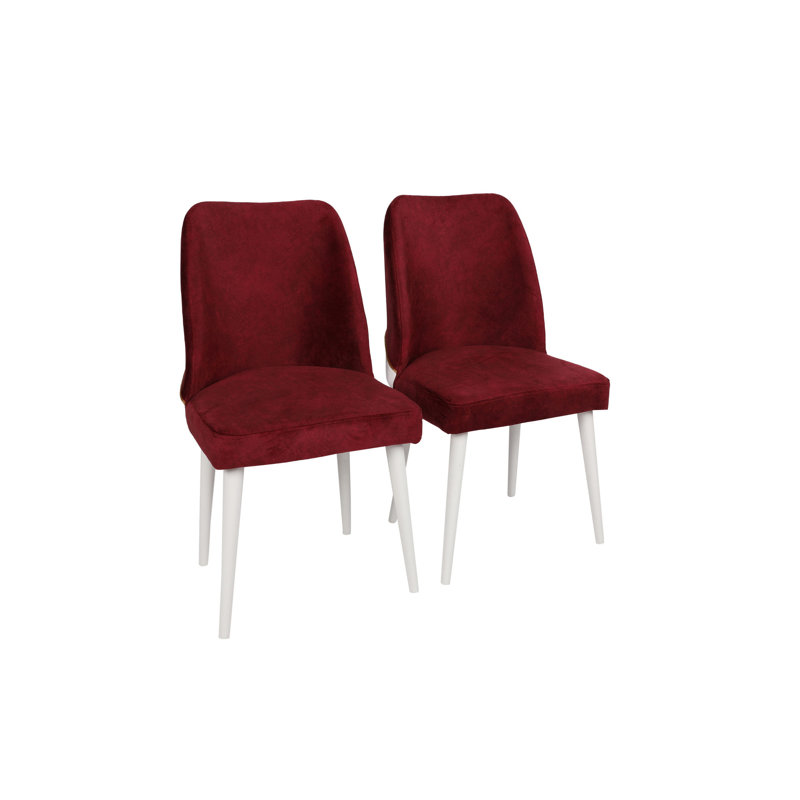 Ensemble de chaises élégantes en velours et similicuir, rouge et blanc Claret | Structure 100% métal et pieds en bois de charme | Dimensions: 19,7 po x 35,4 po x 19,3 po | Capacité de poids maximale: 352 lb | Design moderne pour le salon et la salle à manger