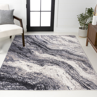 Tapis gris anthracite / crème Olvin