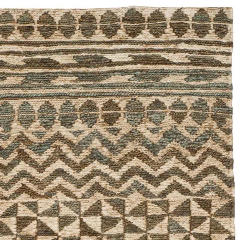 Handwoven Slate and Natural Geometric Jute Area Rug 5' x 8'
