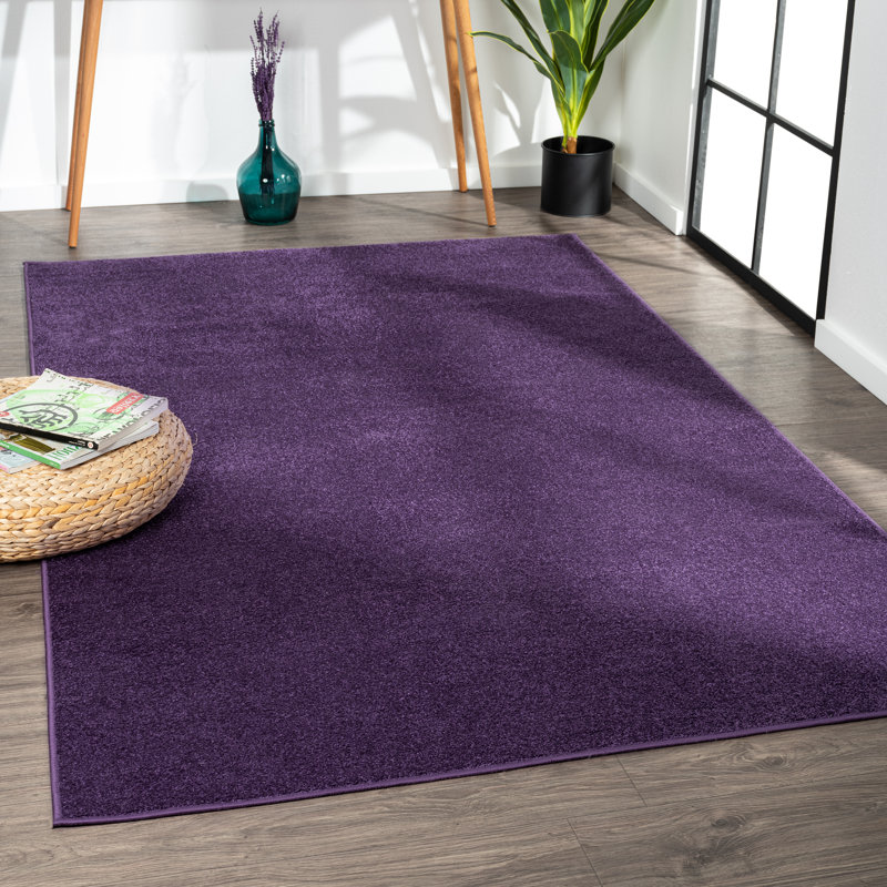 Athaniel Solid Low-Pile Purple Rug, Rectangle 4' x 6'