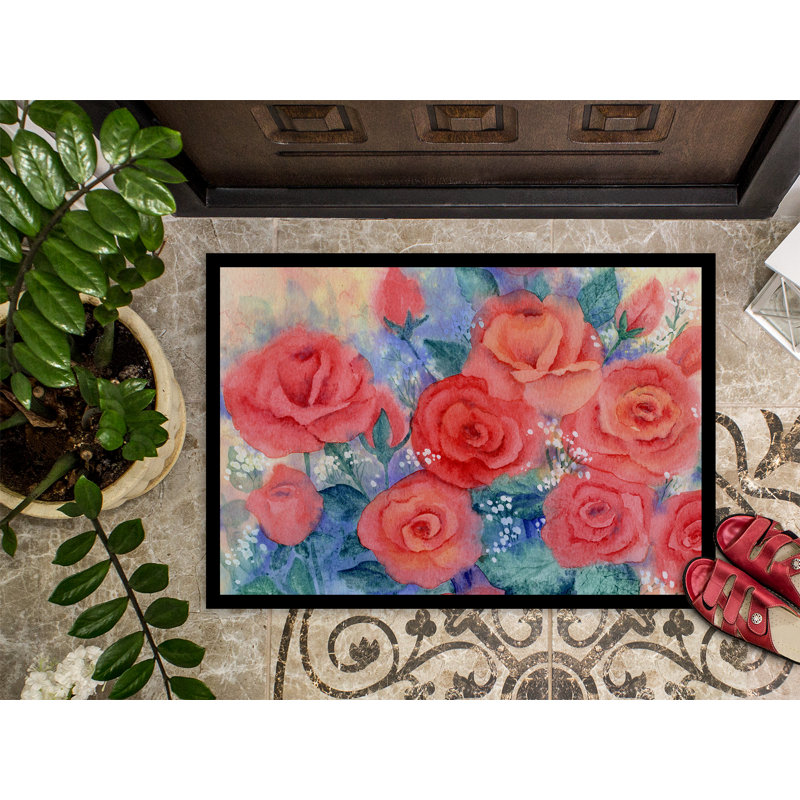 Non-Slip Floral Outdoor Doormat, Rectangle 2' x 3'
