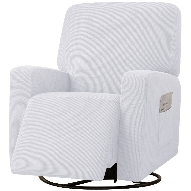 Housse pour fauteuil inclinable à coussins carrés/rectangulaires, Mélange de polyester blanc