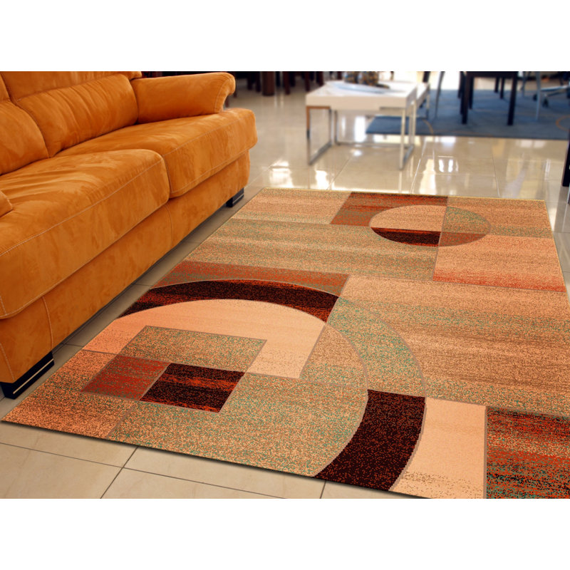 Abstract Wool Area Rug, Rectangle 120 x 180cm