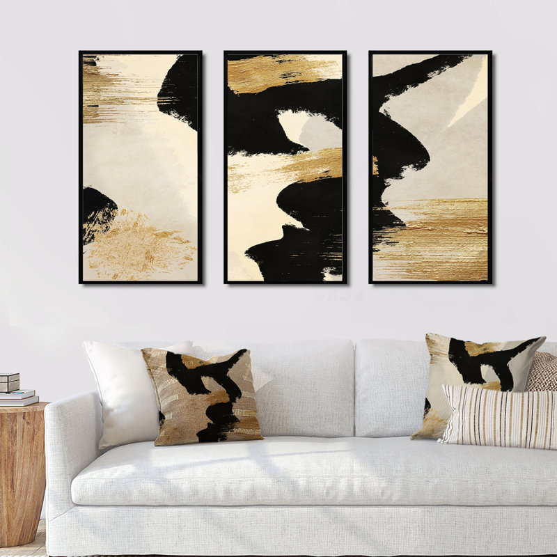 Glam Collage II - 3 Piece Floater Frame Print on Canvas, 32" H x 48" W x 1" D, Black Framed