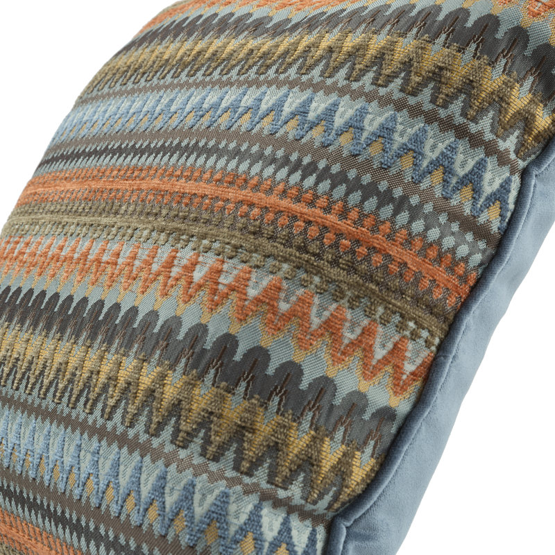Isaacs Geometric Square Cushion, 43cm x 43cm, Cushion Cover, Orange/Teal