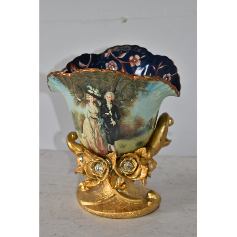 Vase en résine Floro Blossoming avec motif de William Hallett, taille: 9 po x 8 po x H 12 po