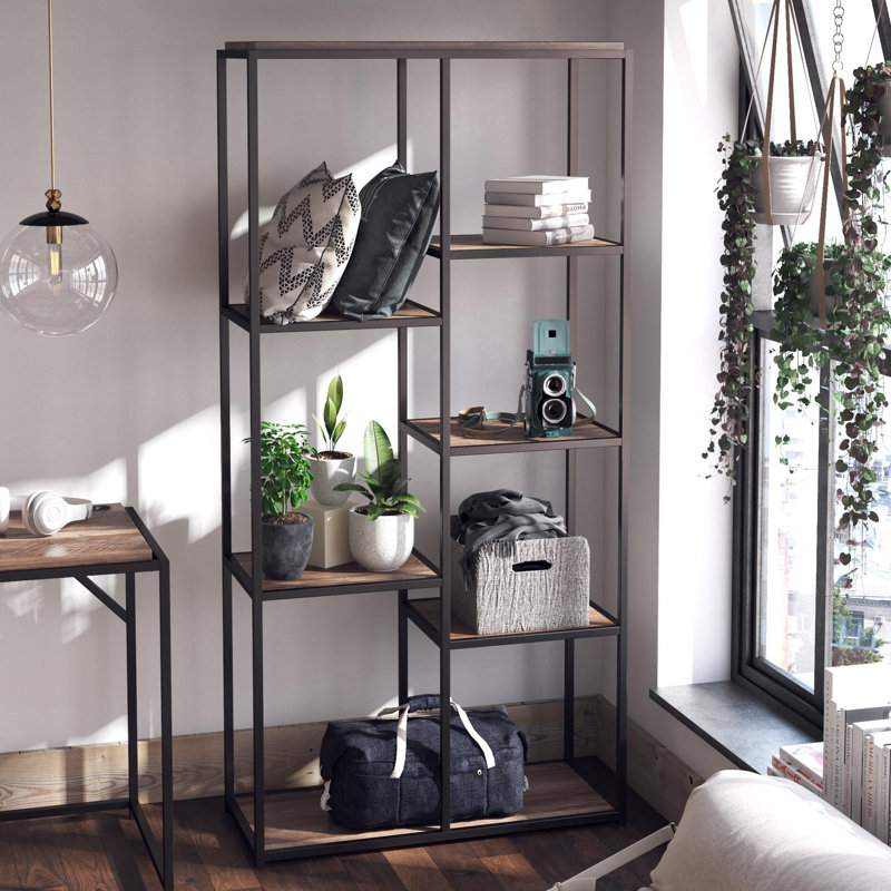 Andreis 179.8cm H x 86.1cm W Steel Etagere Bookcase