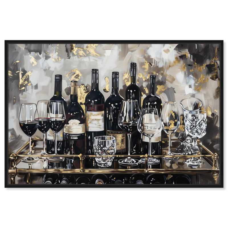 Notoriart Now Serving Champagne, H 11 po x l 16 po x P 1,8 po, Cadre noir