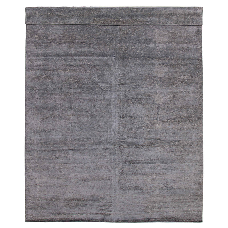 Tapis gris noué à la main unique 9 pi 10 po x 13 pi 9 po One of Kind