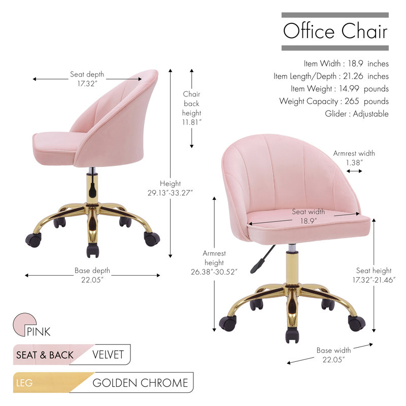 Chaise de travail Lainey, Rose