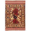 Tapis décoratif en laine noué à la main de conception unique 4 pi x 6 pi 1 po « New Age » en laine rouge foncé/beige